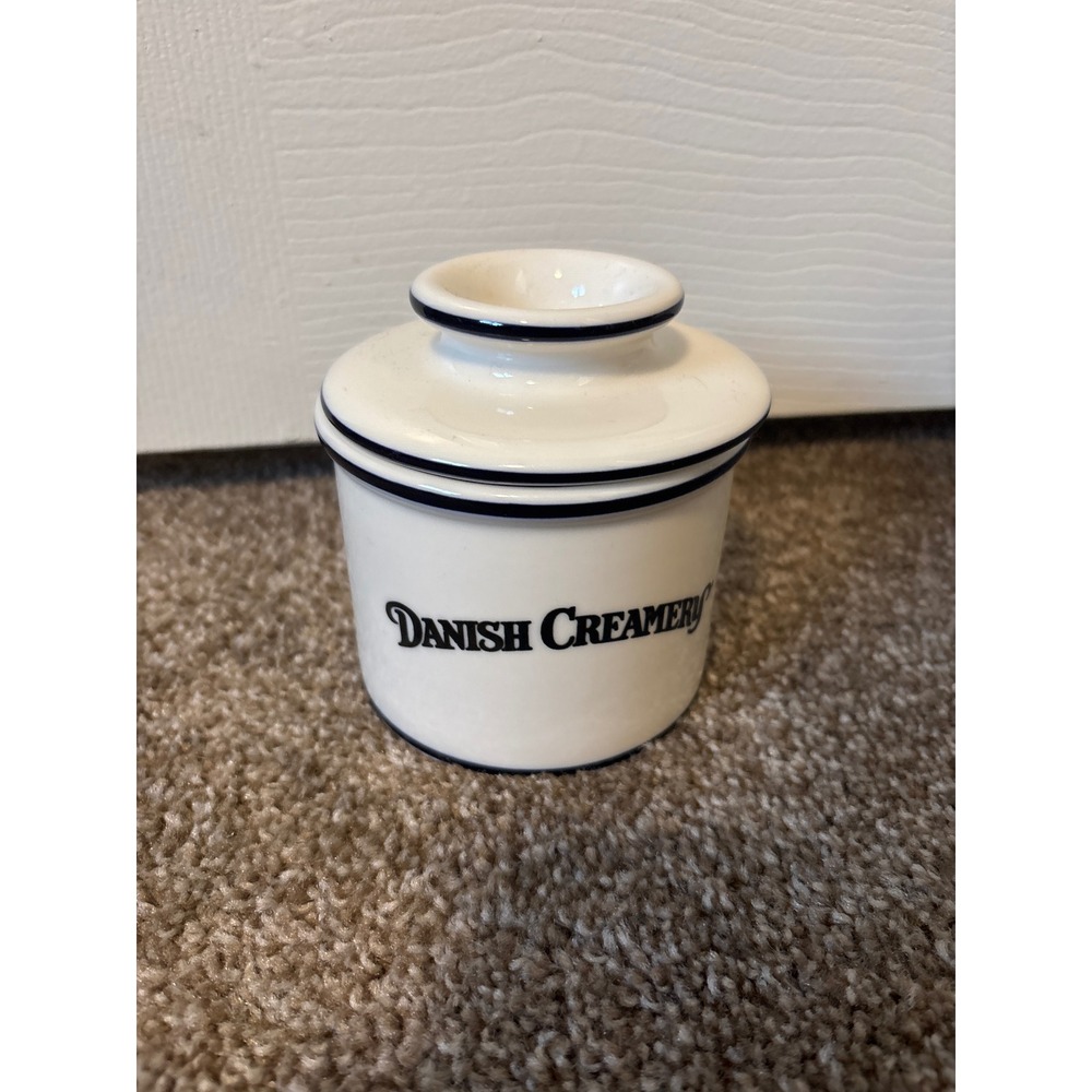 Butter Bell Danish Creamery Butter Crock OS White Excellent Ceramic Lid